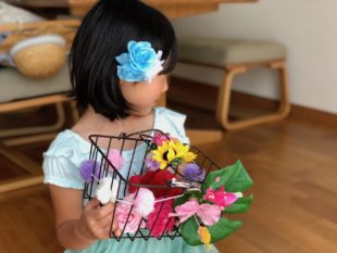 100均の造花でバレッタ作り