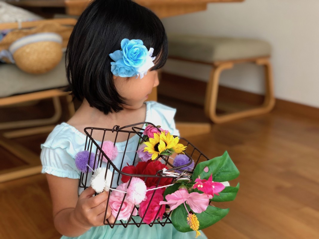 100均の造花でバレッタ作り