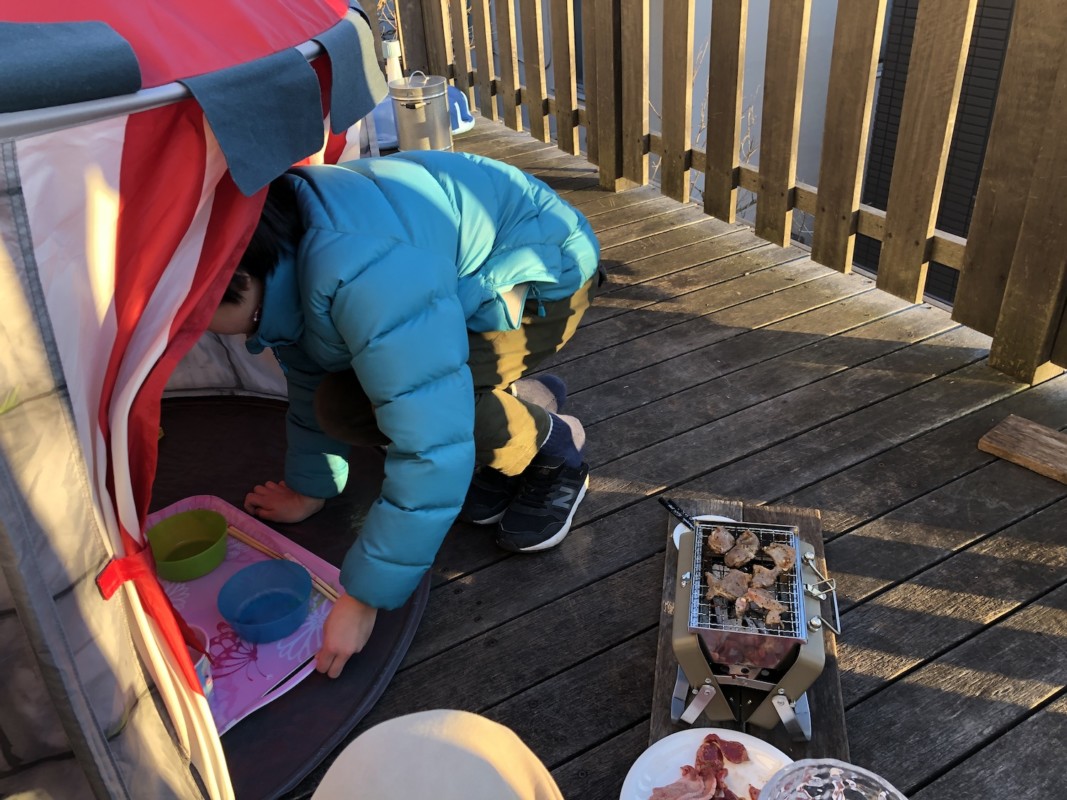 子どもたちとウッドデッキキャンプ