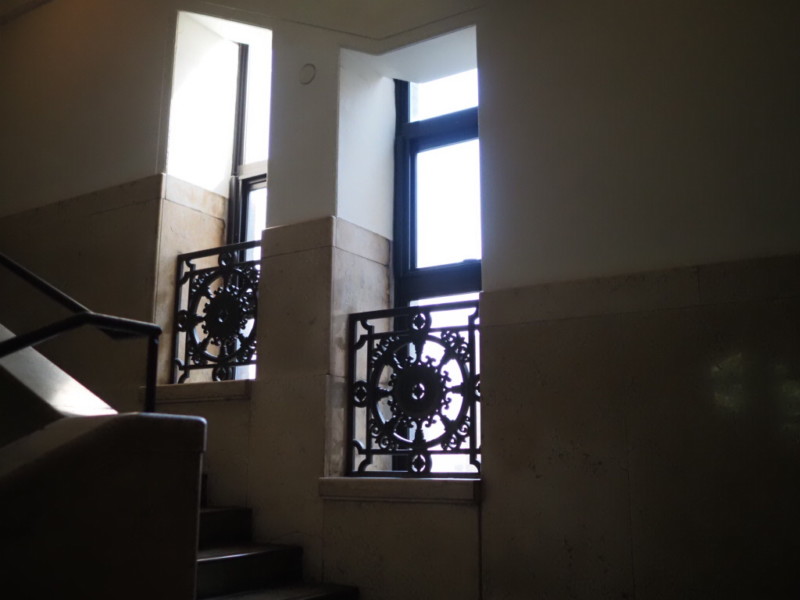 国立科学博物館の歴史ある窓に日差しが降り注いでいる写真