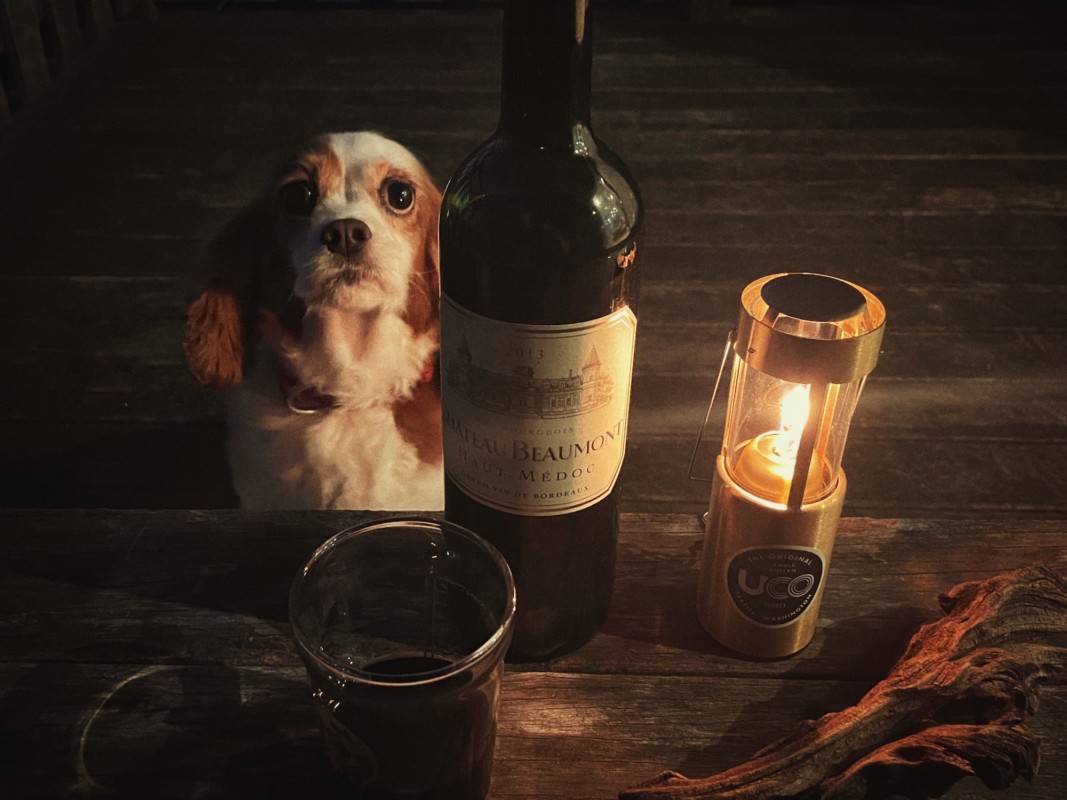 ウッドデッキでランタン