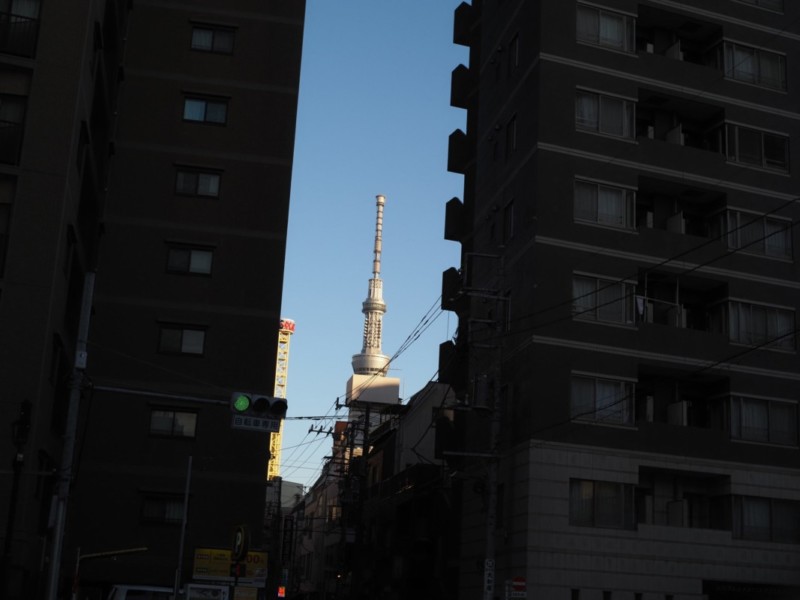 ビルの合間にあるスカイツリー