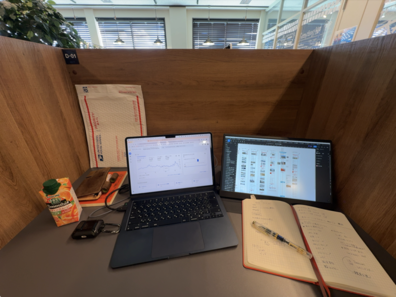 コワーキングスペースで仕事をする