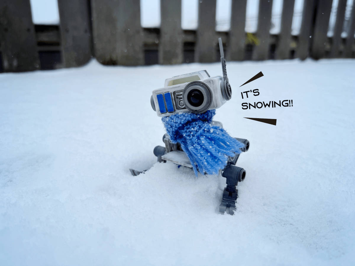 自作ドロイドにマフラーを巻いてあげた